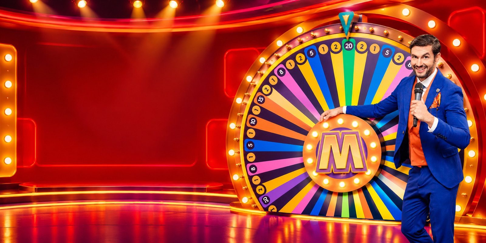Rueda giratoria de casino en vivo Mega Wheel Latino con dealer